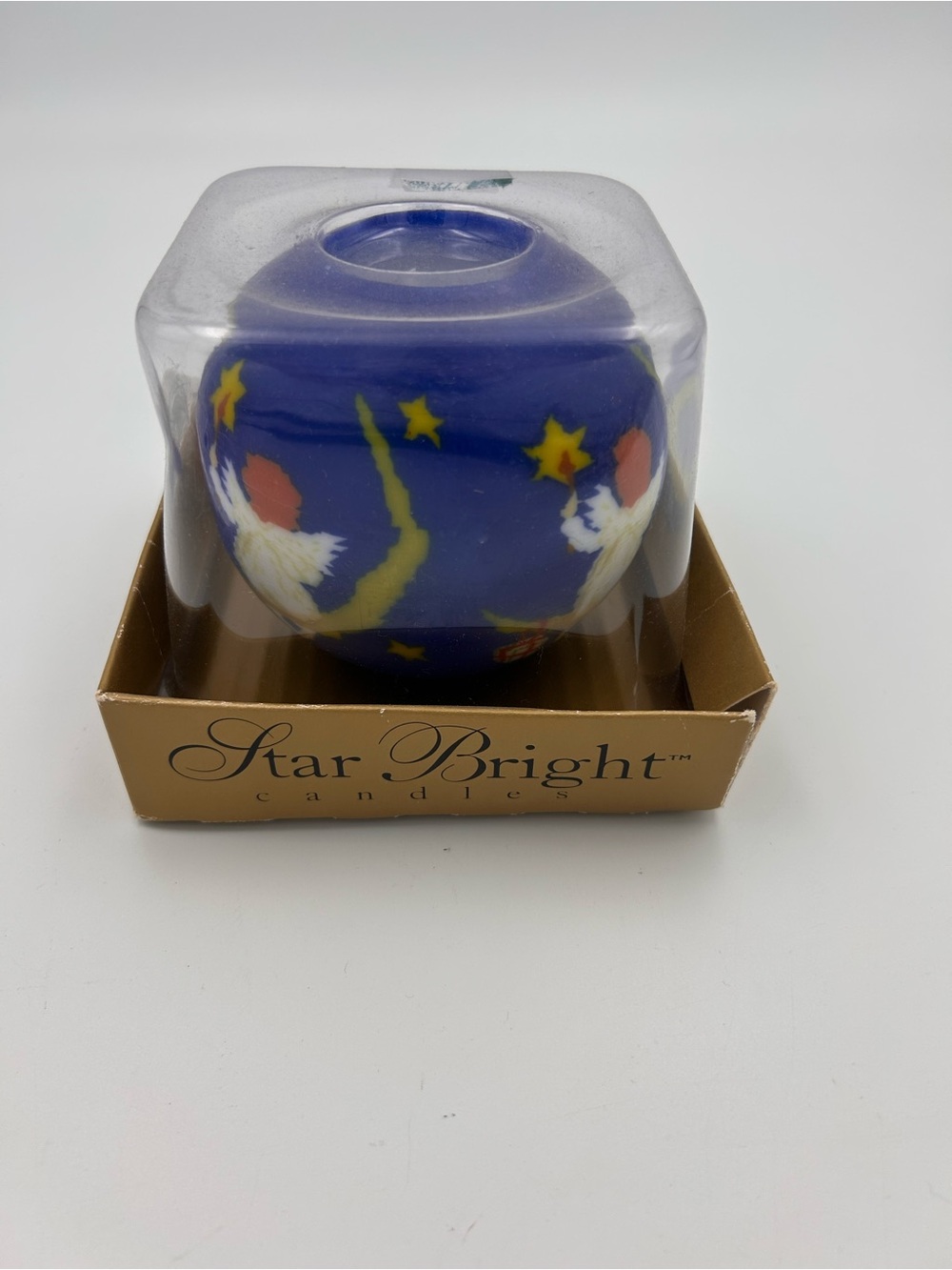 Star Bright Blue Angel Candle Glowing Design